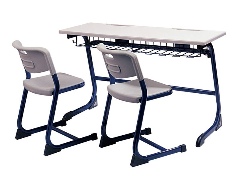 Strong commercial pp injection board 2 seater student desk and chair set of school furniture