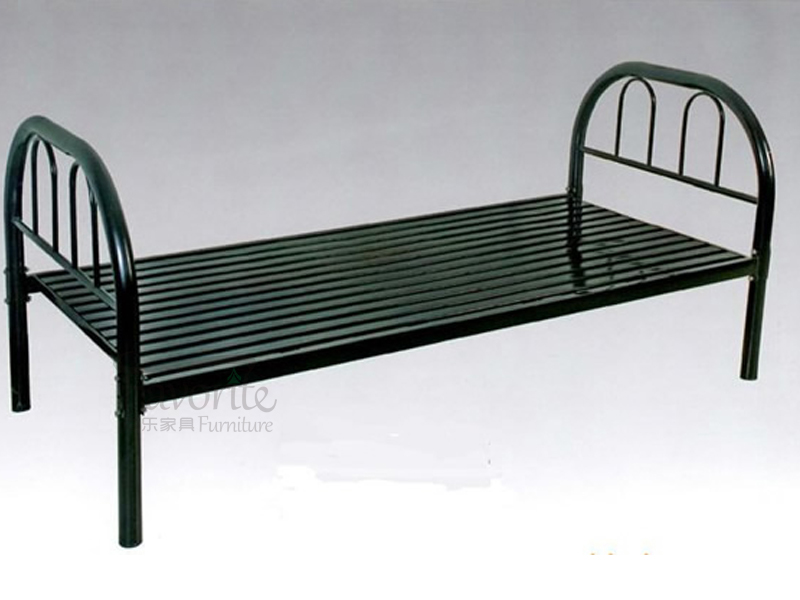 Wholesale heavy duty single metal iron bed for military school company dormitory
