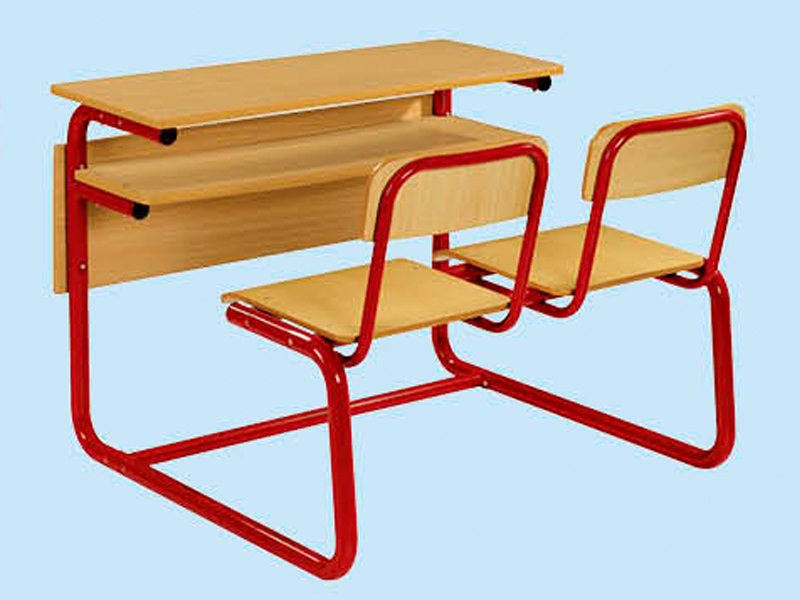 heavy duty commerical combo school desk with 2 chairs from school furniture factory