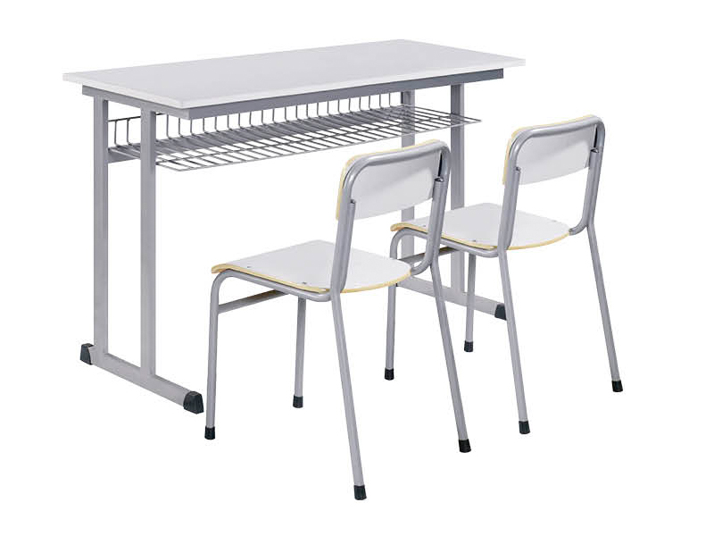 popular modern divided 2 seater school bench with metal mesh box drawer FD-10