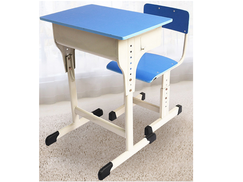 Popular height adjustable single student desk and chair