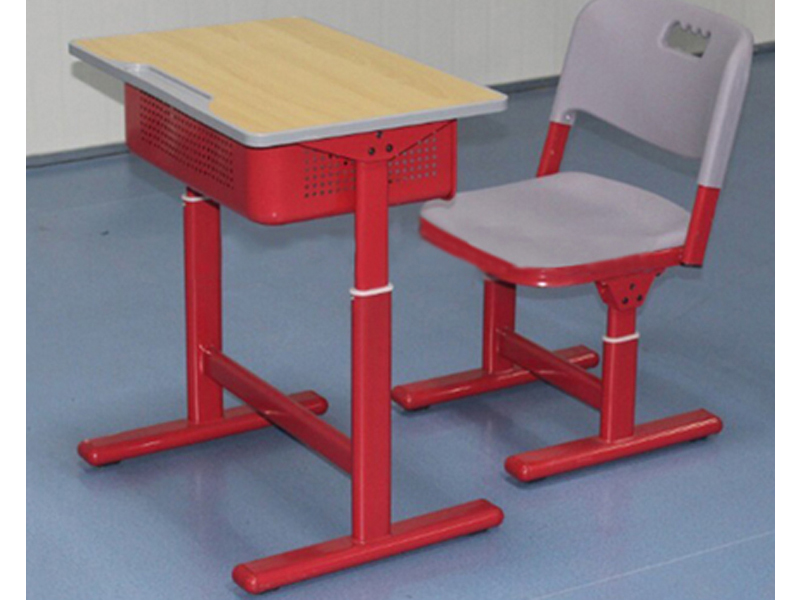 Red adjustable school table and chair set