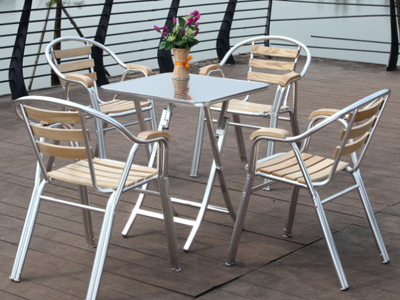 Hot sale durable aluminium squre folding table and chairs set